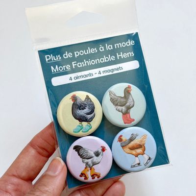 Aimants - Plus poules à la mode (ensemble de 4)