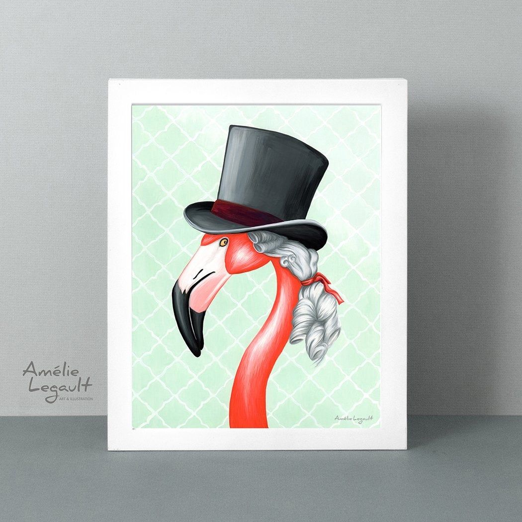Monsieur Flamant rose victorien - Affiche murale