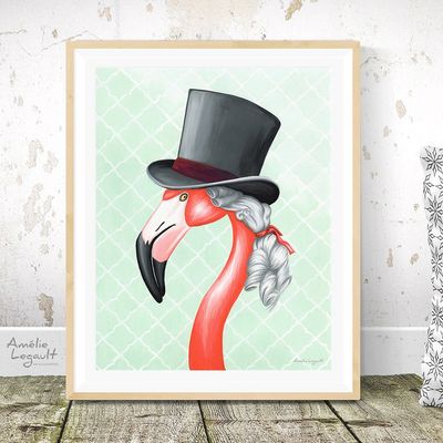 Monsieur Flamant rose victorien - Affiche murale