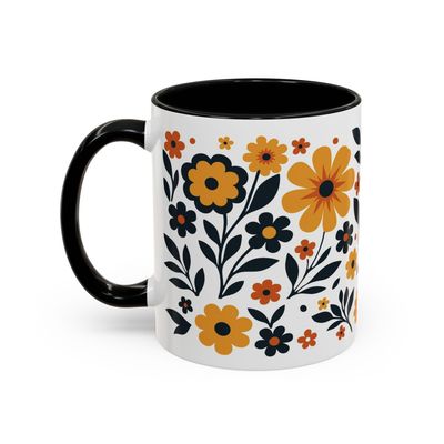 Tasse motif Fleur noire