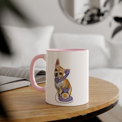 Tasse Chihuahua au téléphone