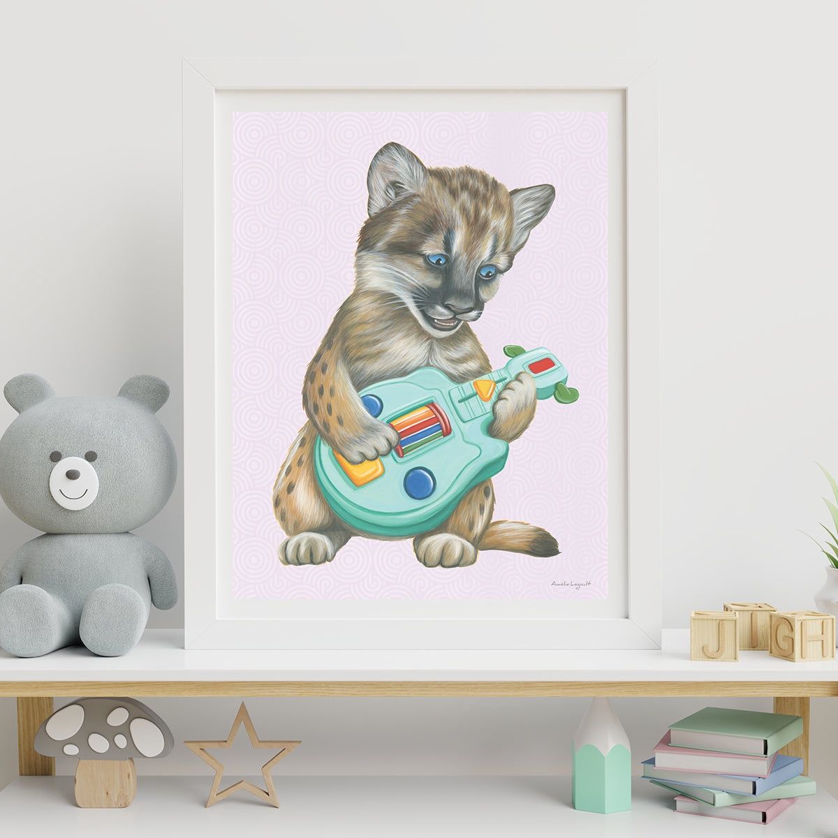 Bébé Couguar à la Guitar - Affiche murale
