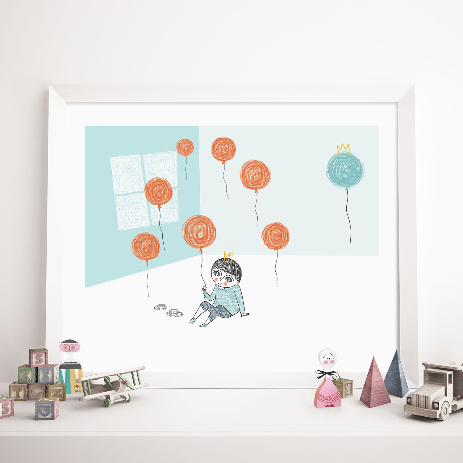 Garçon qui joue avec des ballons - Affiche murale