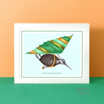 Kiwi en deltaplane - Affiche murale