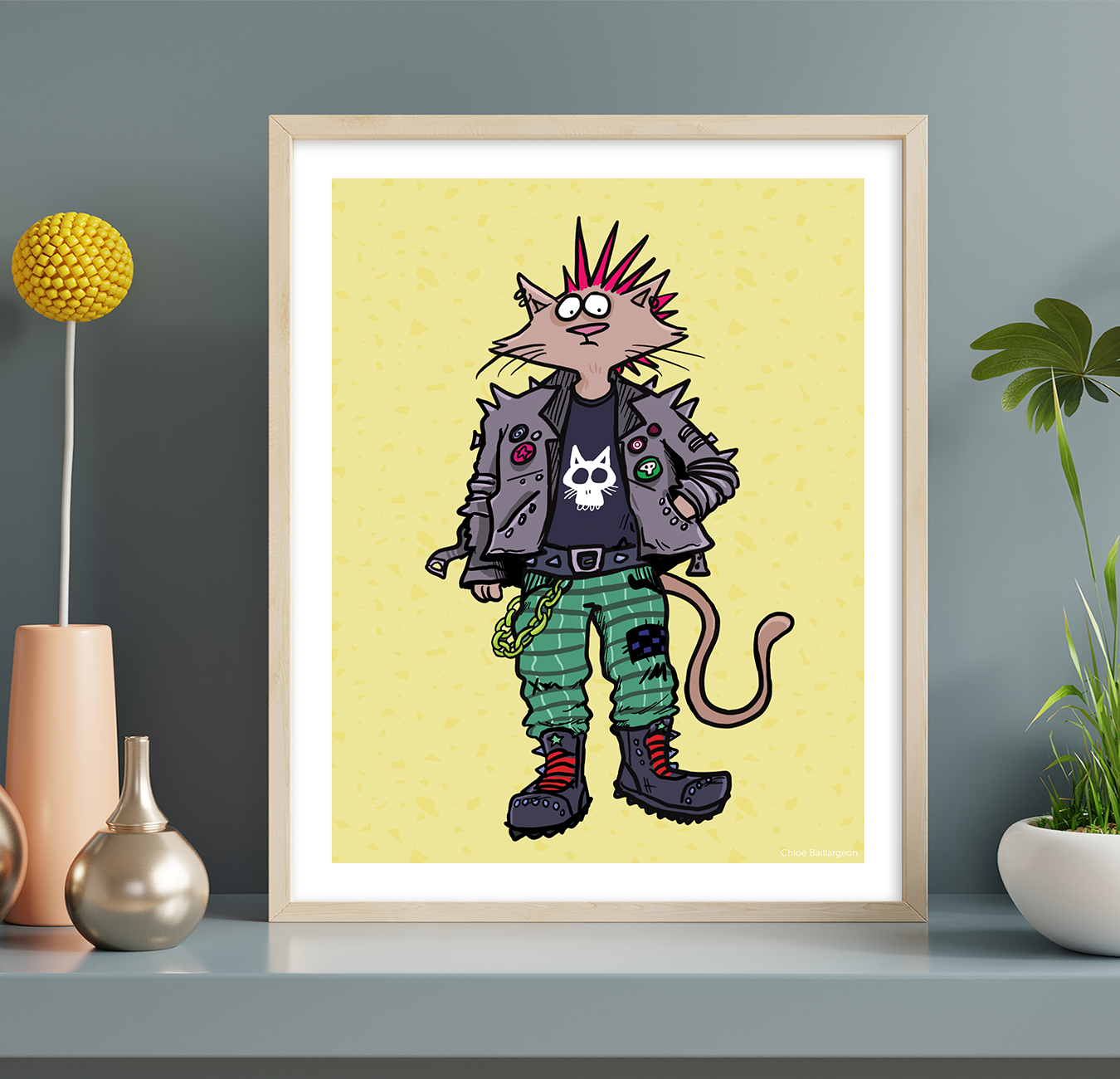 Punky le chat stylé - Affiche murale