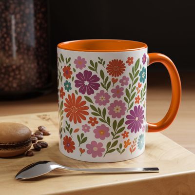 Tasse motif Fleur orange