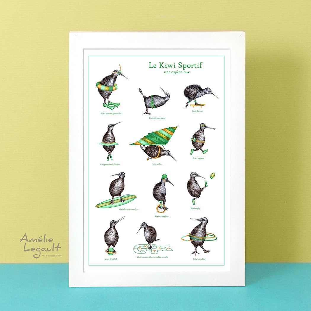 Kiwis sportifs - Affiche murale, LANGUAGE: French