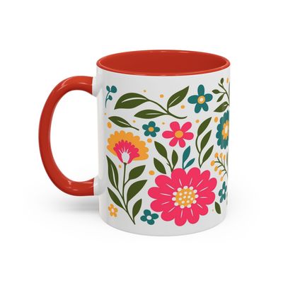Tasse motif Fleur rouge