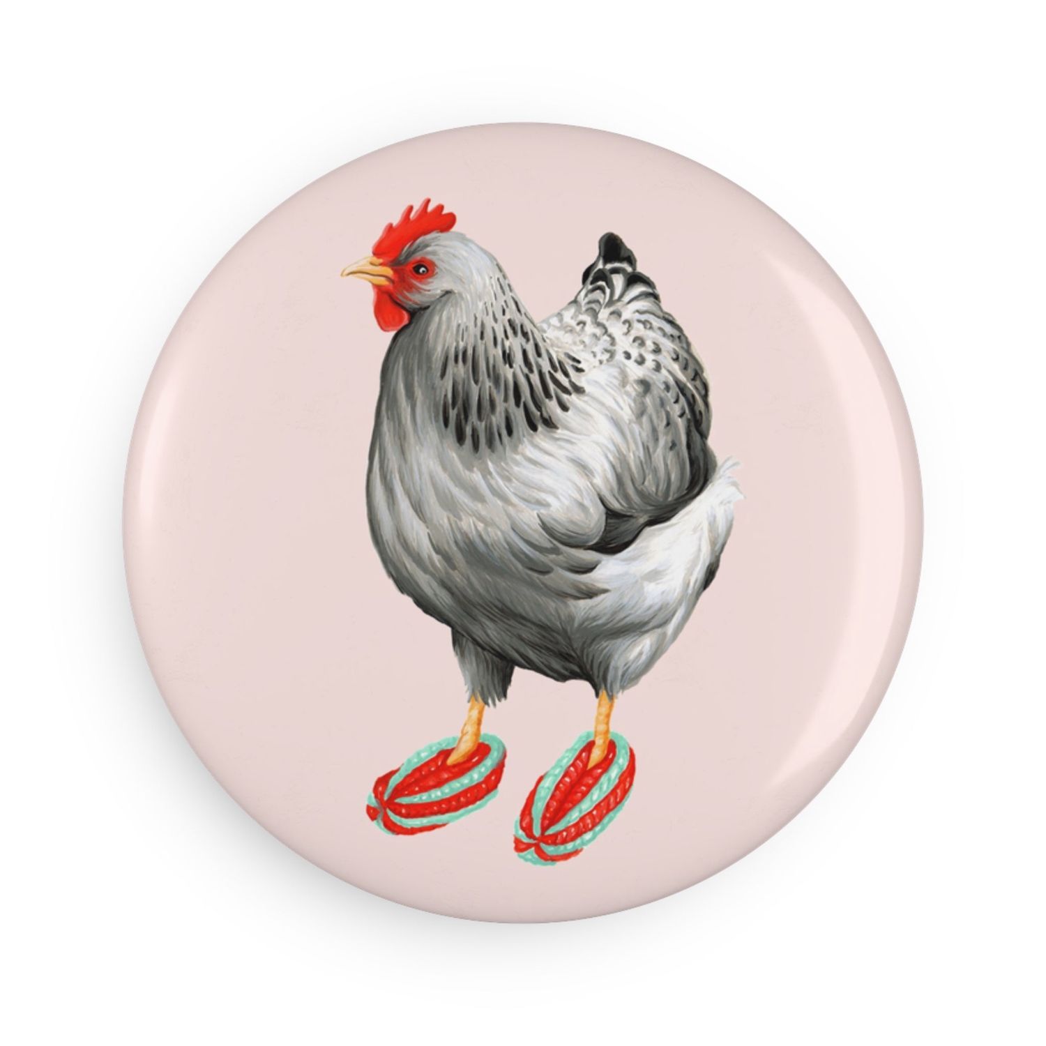 Grand aimant poules à la mode, Animal: Pantoufles