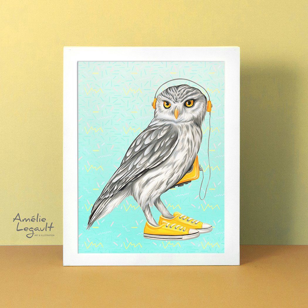 Hibou en souliers - Affiche murale