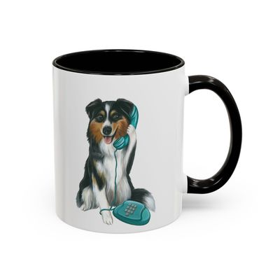 Tasse Berger Australien au téléphone