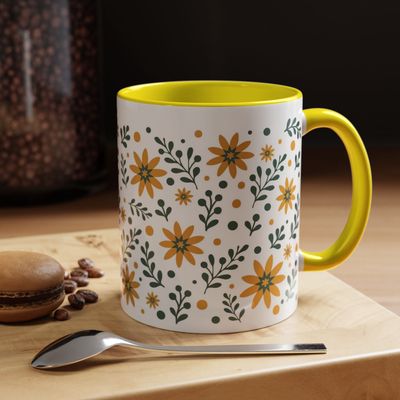 Tasse motif Fleur jaune
