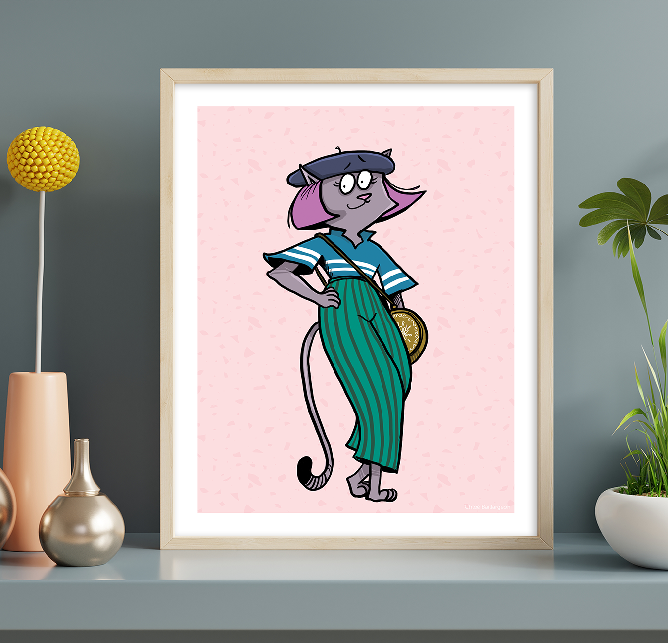 Frenchie la chatte stylé - Affiche murale