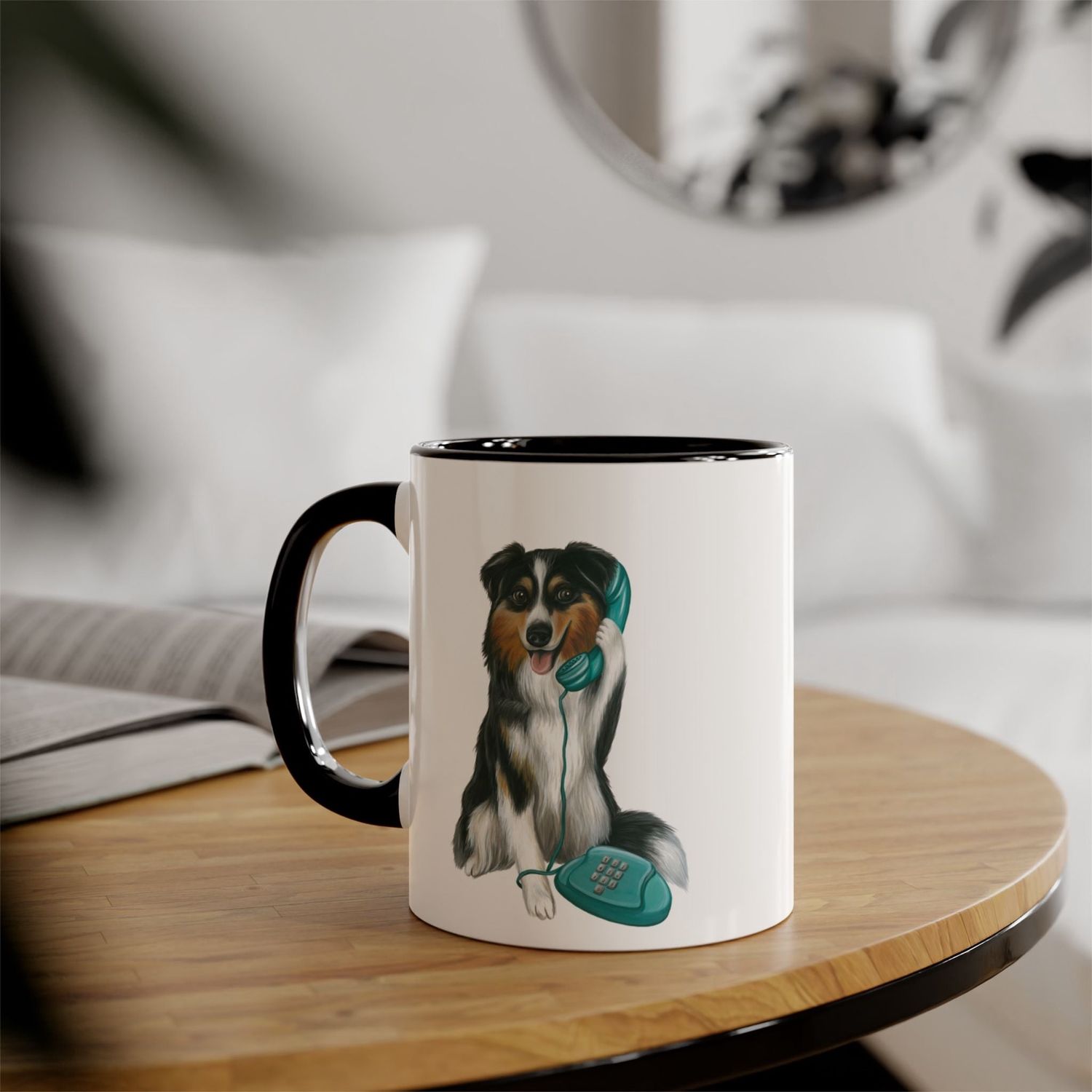 Tasse Berger Australien au téléphone
