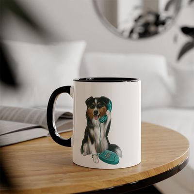 Tasse Berger Australien au téléphone
