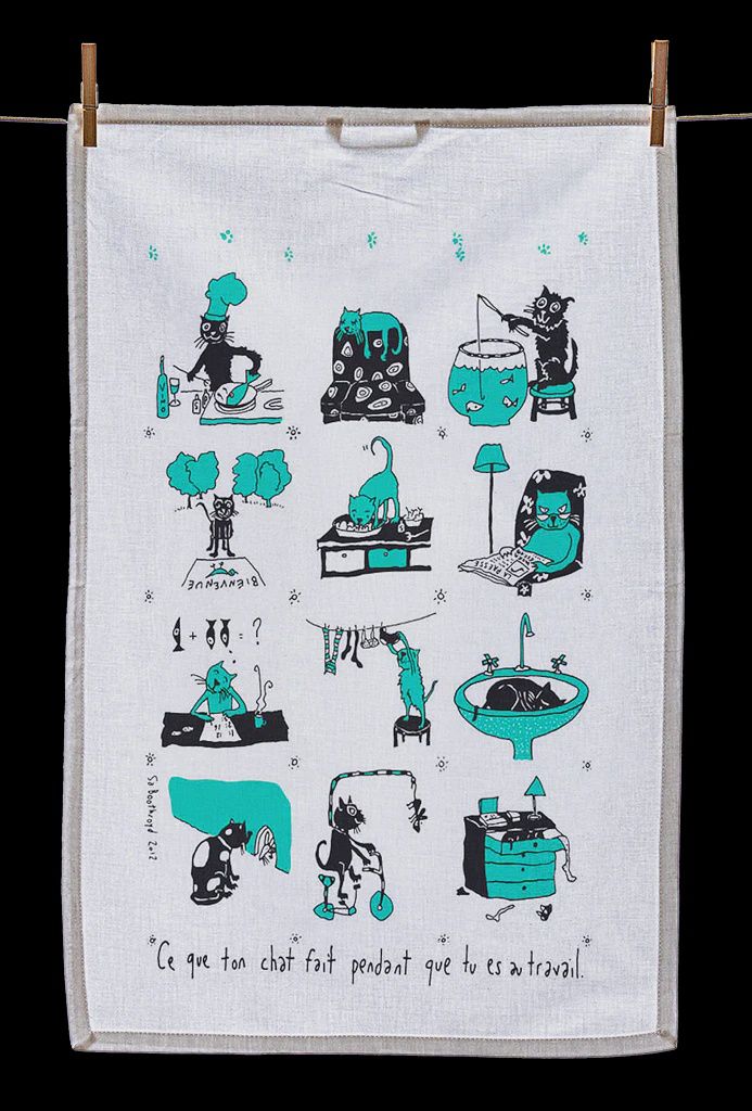 Linge vaisselle Ce que fait ton chat