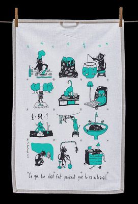 Linge vaisselle Ce que fait ton chat