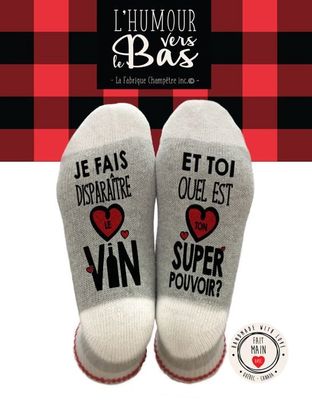 Bas de laine &quot;Je fais disparaître le vin&quot;