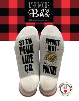 Bas de laine &#39;&#39;Apporte moi une poutine&#39;&#39;