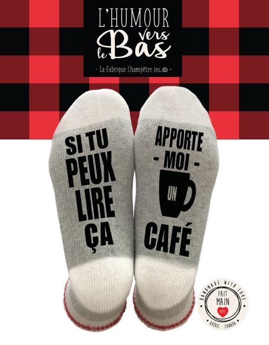 Bas de laine &#39;&#39;Apporte-moi un café&#39;&#39;