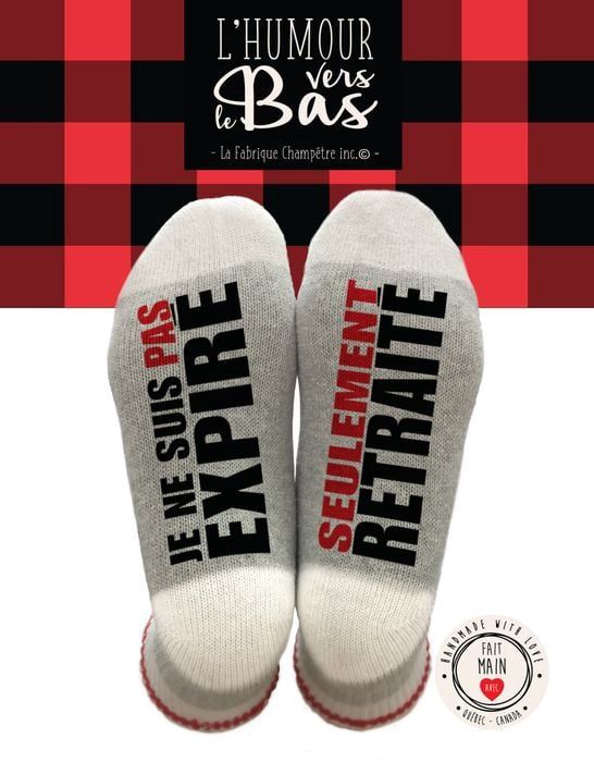 Bas de laine &quot;Je ne suis pas expiré, seulement retraité&quot;