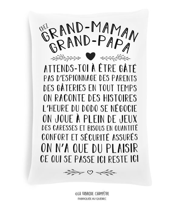 Coussin - “Chez grand-maman grand-papa“