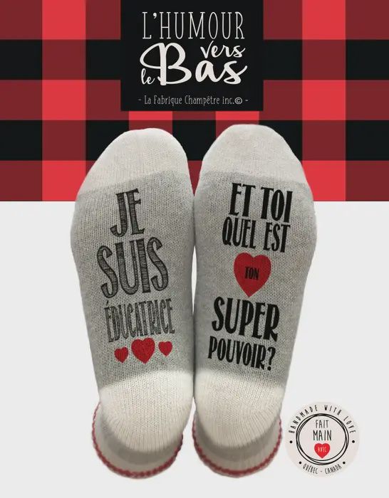 Bas de laine "Super pouvoir - Éducatrice"