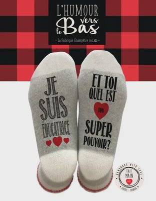 Bas de laine "Super pouvoir - Éducatrice"