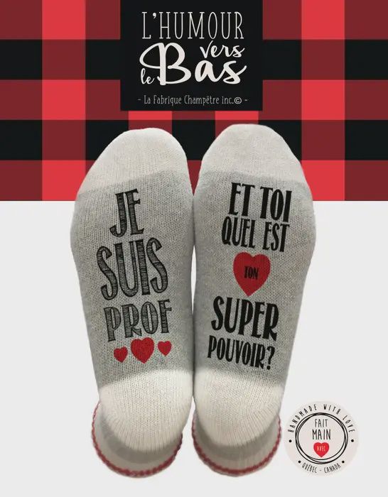 Bas de laine &quot;Super pouvoir - Prof&quot;