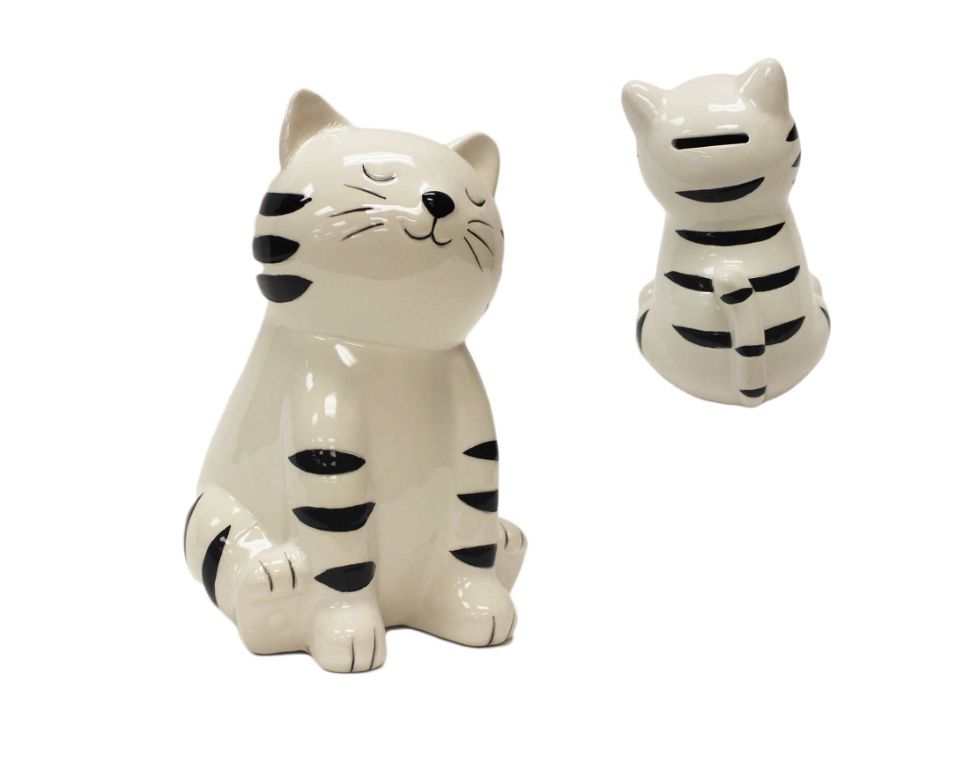 Tirelire Chat Blanc rayé
