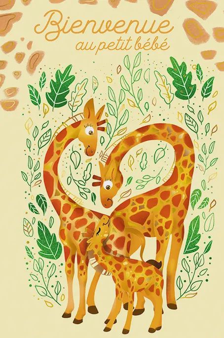 Carte Girafe Bienvenue bébé