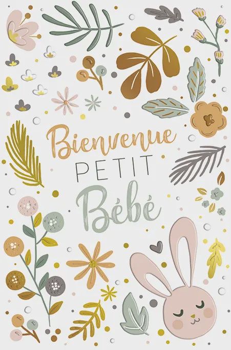 Carte Lapin Bienvenue bébé