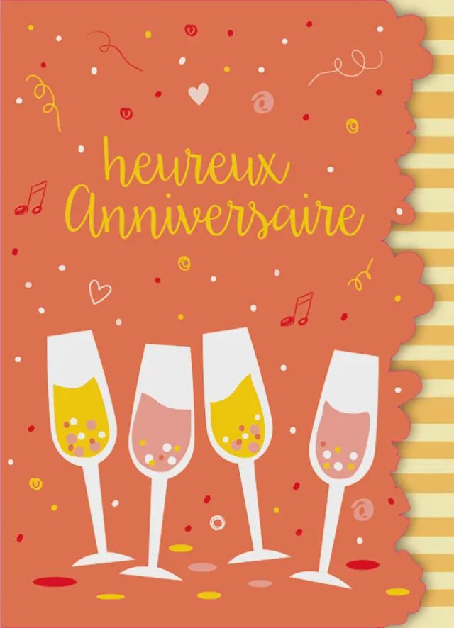 Carte Heureux anniversaire coupes de vin