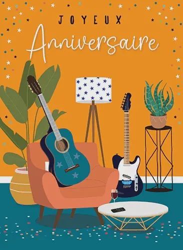 Carte géante anniversaire guitare