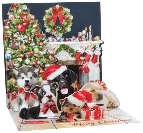 Carte 3D Chiots de Noël