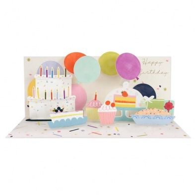 Carte 3D Gâteau et ballons