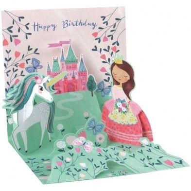 Carte 3D Princesse et licorne