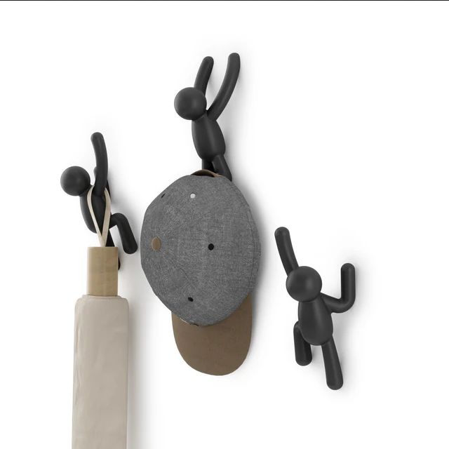 Crochets Buddy noir, lot de 3