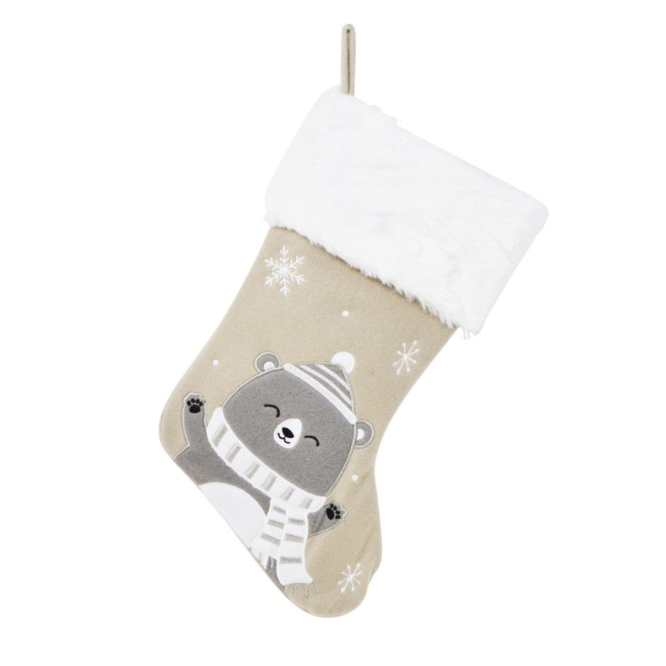 Bas de Noël Ours Greige