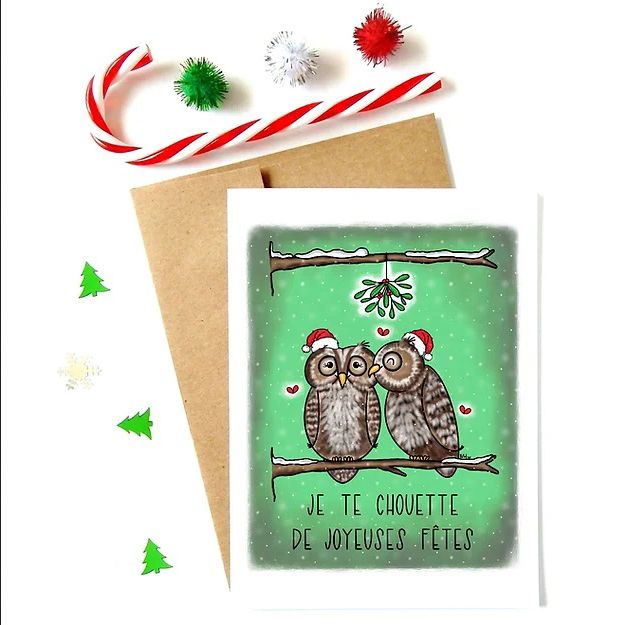 Carte JE TE CHOUETTE DE JOYEUSES FÊTES