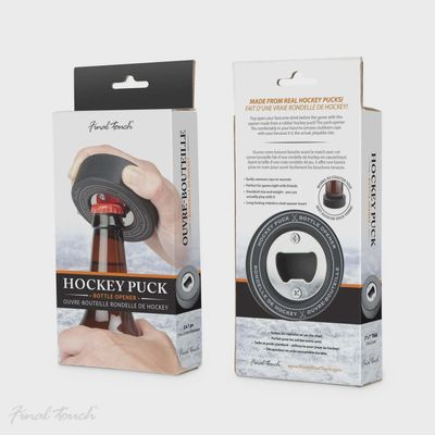Ouvre bouteille rondelle de hockey