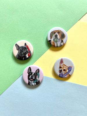 Aimants - Chien au téléphone (ensemble de 4)