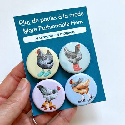 Aimants - Plus poules à la mode (ensemble de 4)