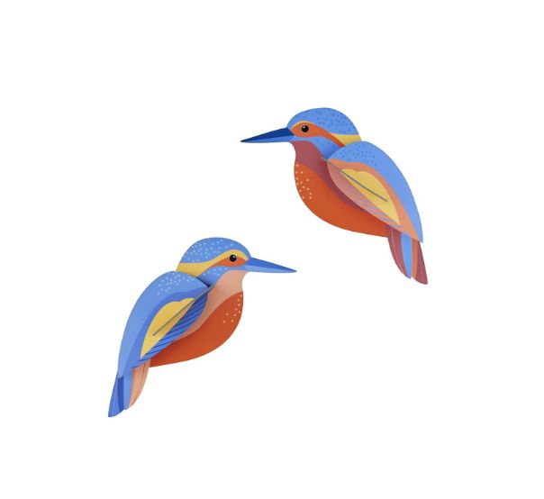 Paire D'oiseaux Martins-pêcheurs En Bronze – Statue Dorée – Vintage – 500g