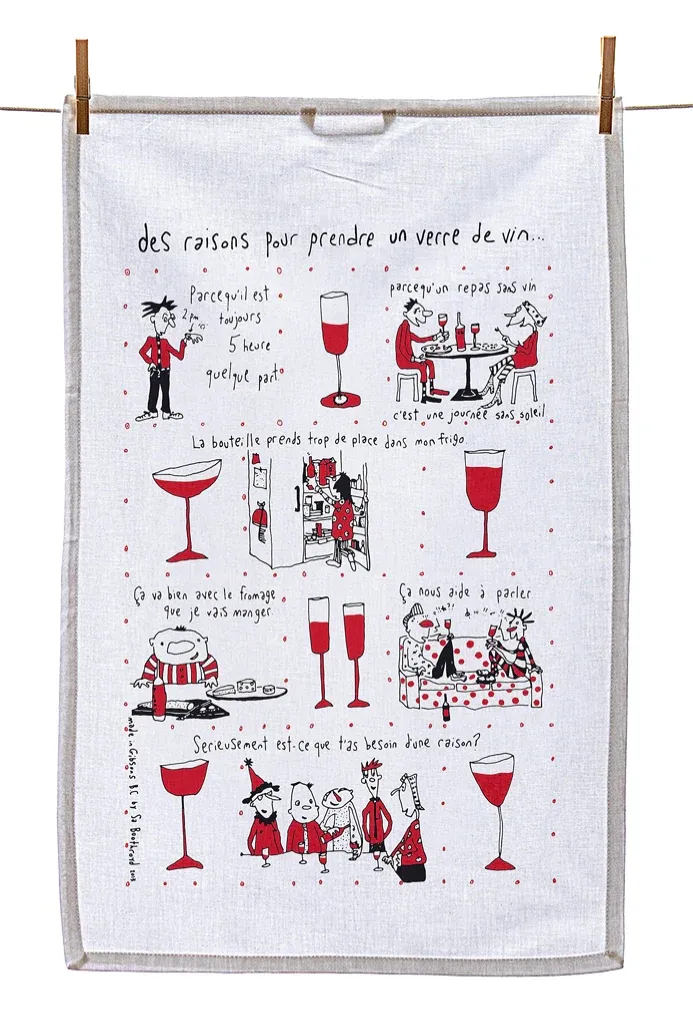 Linge à vaisselle Raisons pour prendre un verre de vin