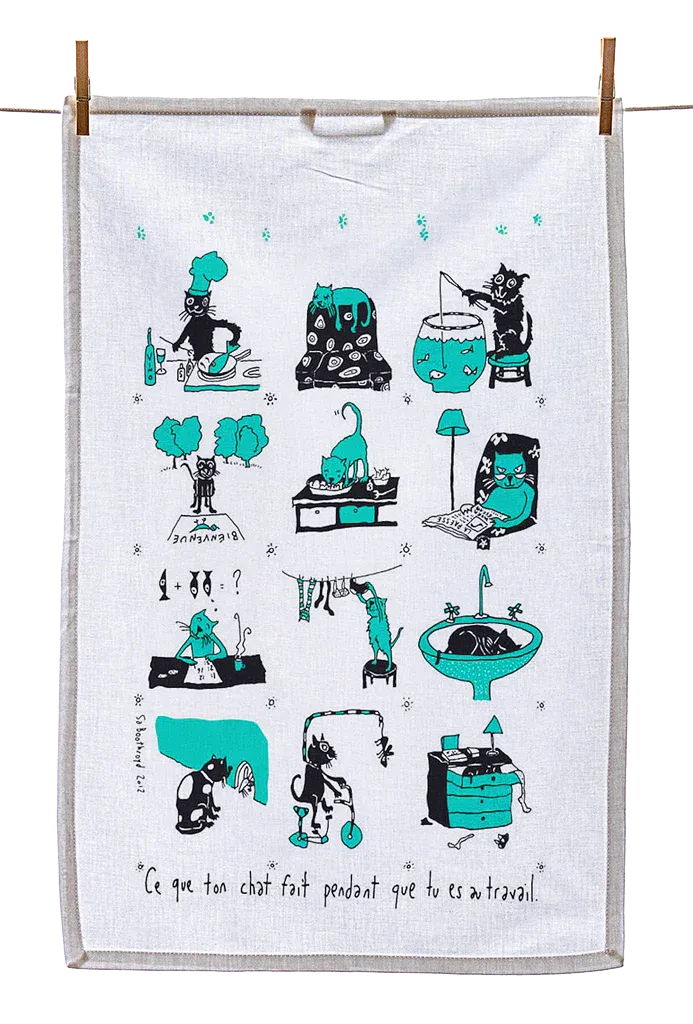 Linge vaisselle Ce que fait ton chat