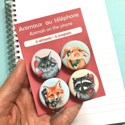Aimants d'animaux au téléphone (ensemble de 4)