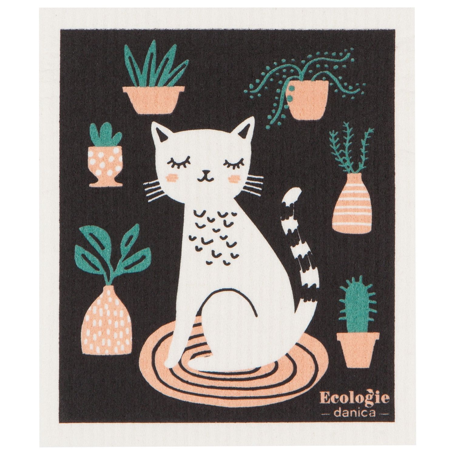 Linge suédois - Chat et plantes
