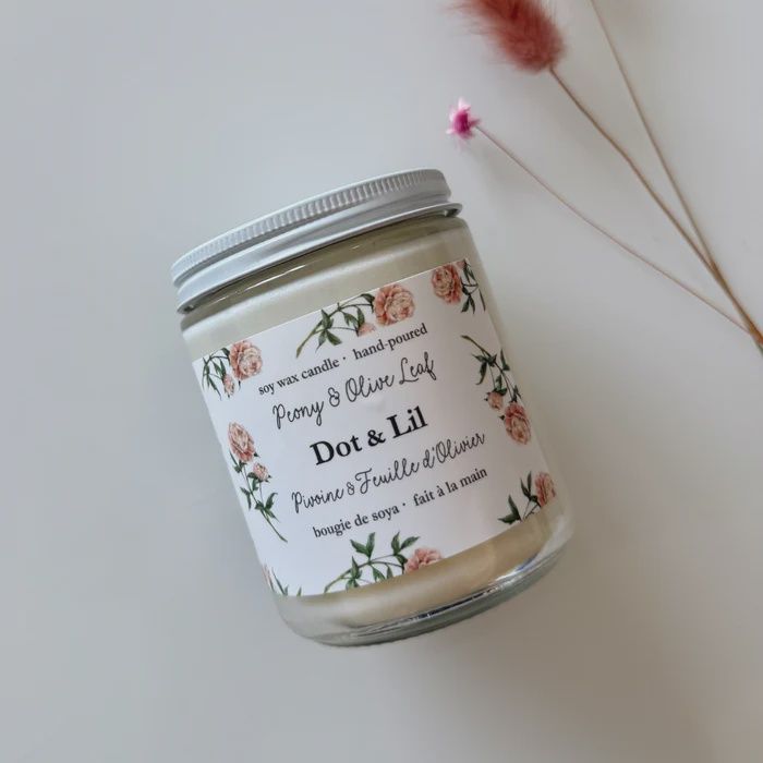 Bougie Pivoine &amp; feuille d'olivier