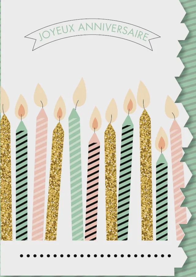 Carte Chandelles  dorées rayées